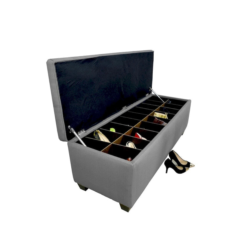 Le banc de rangement à chaussures gris foncé capitonné Sole Secret