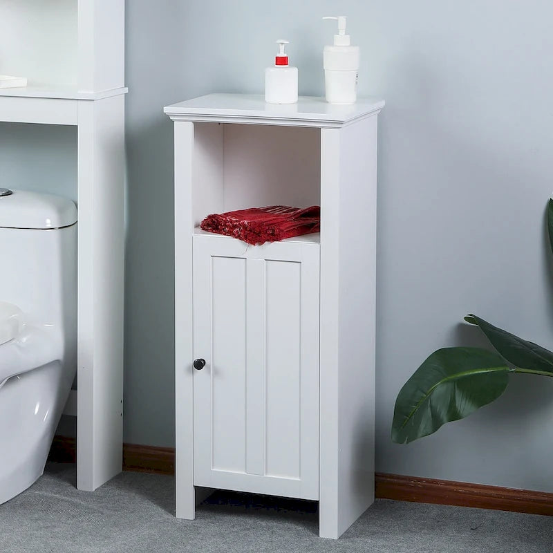 Meuble de rangement de salle de bain peu encombrant en bois manufacturé blanc