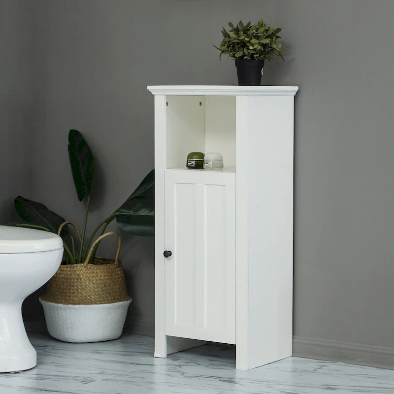 Meuble de rangement de salle de bain peu encombrant en bois manufacturé blanc