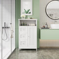 Meuble de rangement de salle de bain sur pied avec 3 tiroirs et 1 porte
