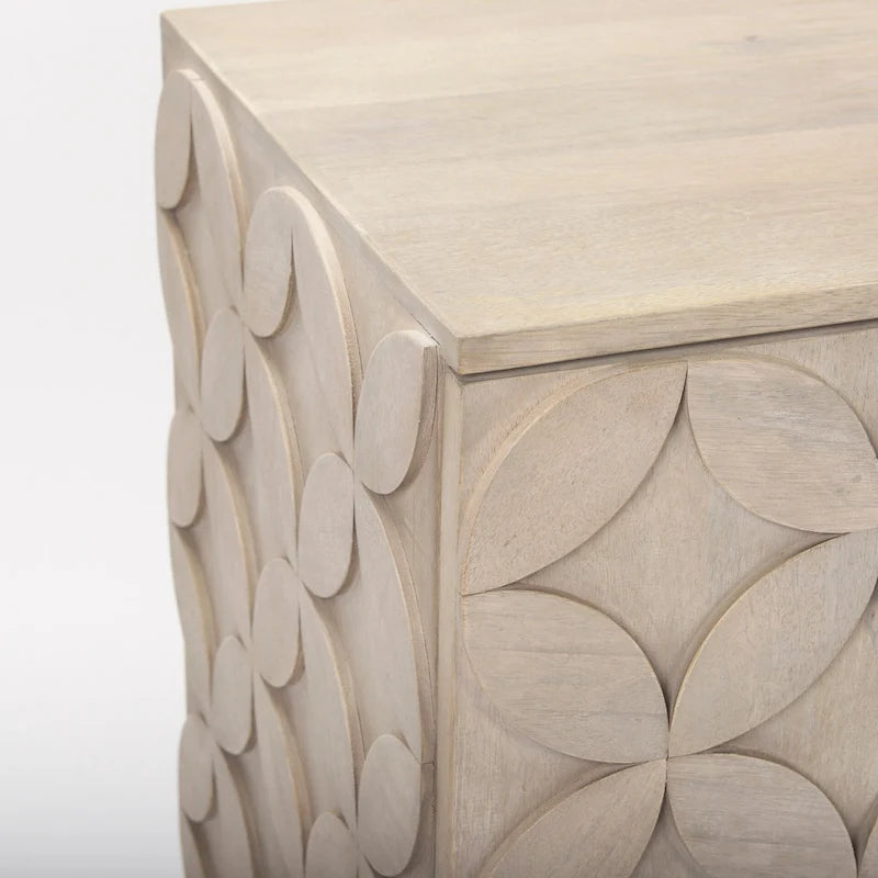 Excelsior - Armoire d'appoint 2 portes en bois massif brun clair avec base en fer doré