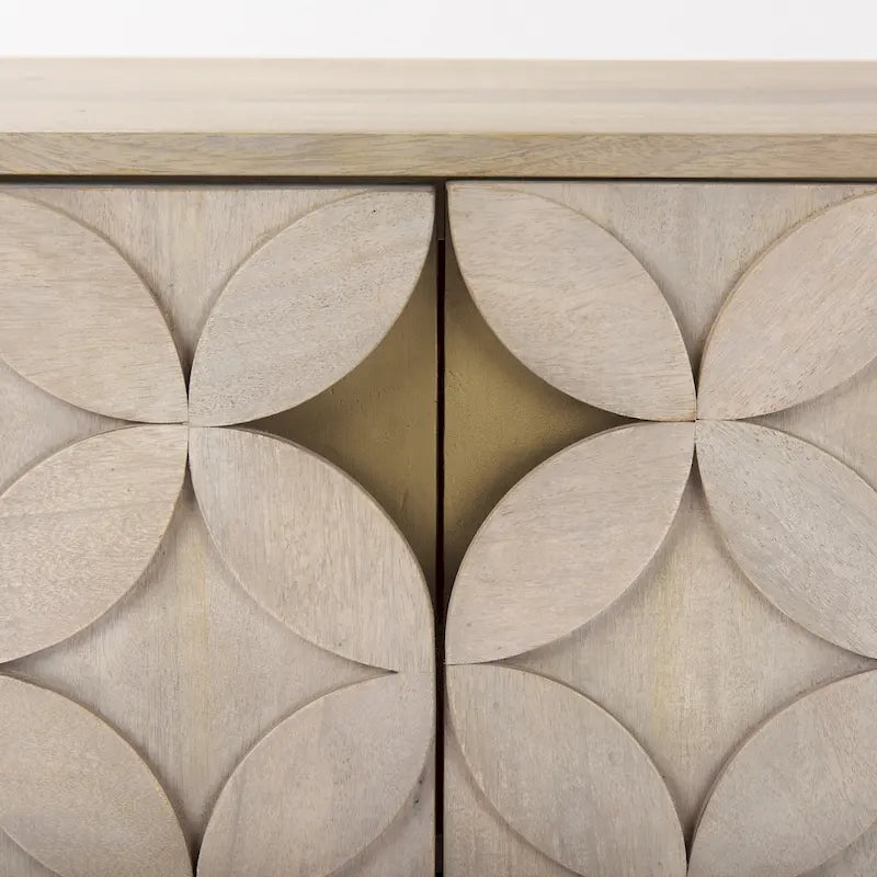 Excelsior - Armoire d'appoint 2 portes en bois massif brun clair avec base en fer doré