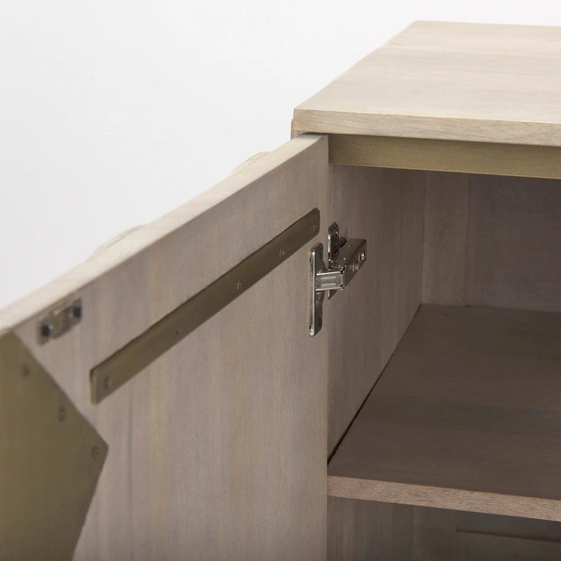 Excelsior - Armoire d'appoint 2 portes en bois massif brun clair avec base en fer doré