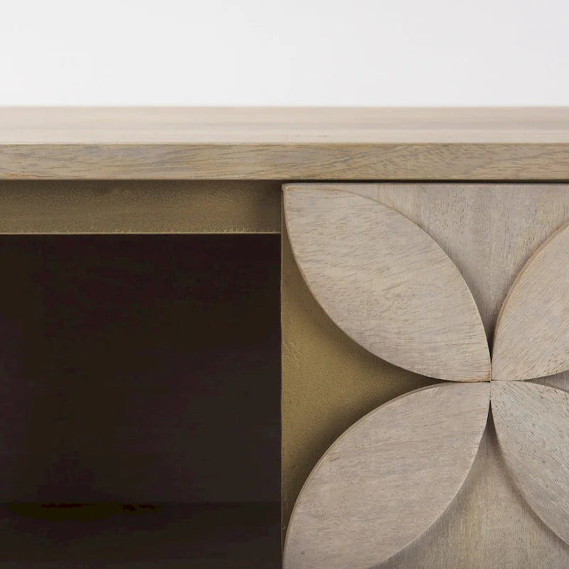 Excelsior - Armoire d'appoint 2 portes en bois massif brun clair avec base en fer doré