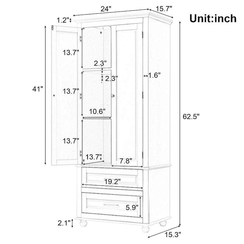 Armoire de rangement haute avec deux tiroirs