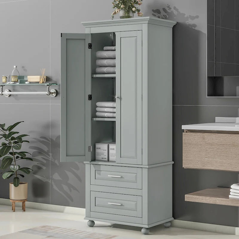 Armoire de rangement haute avec deux tiroirs