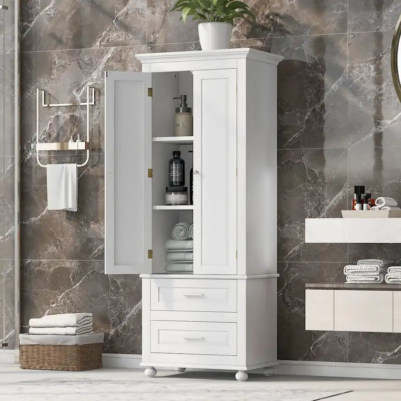 Armoire de rangement haute avec deux tiroirs