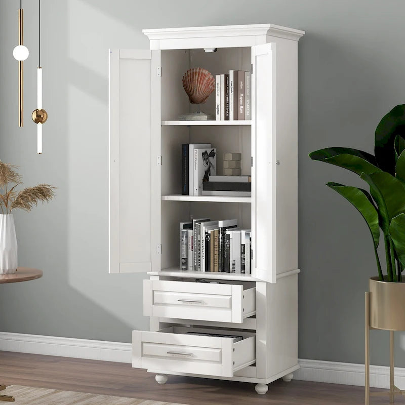 Armoire de rangement haute avec deux tiroirs