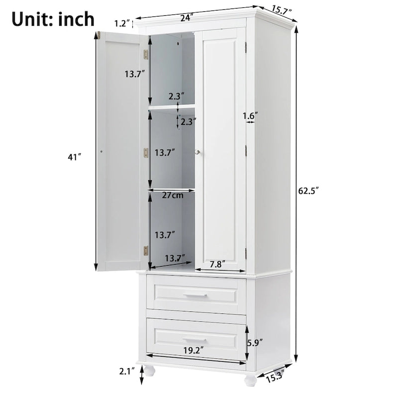 Armoire de rangement haute avec deux tiroirs