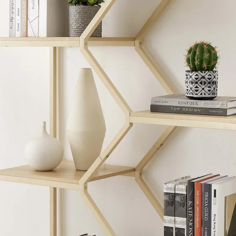 Étagère bibliothèque en rotin à 5 niveaux avec rangement pour salon et bureau