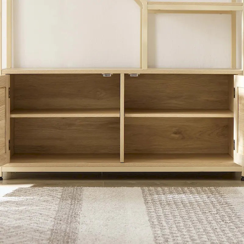 Étagère bibliothèque en rotin à 5 niveaux avec rangement pour salon et bureau