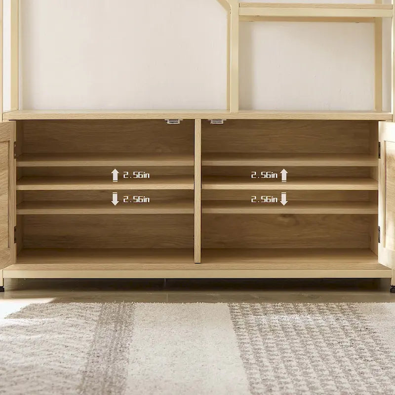 Étagère bibliothèque en rotin à 5 niveaux avec rangement pour salon et bureau
