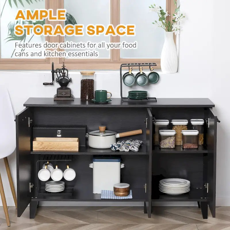 Meuble de rangement de cuisine HOMCOM, buffet avec étagère réglable, bar à café pour salon, salle à manger