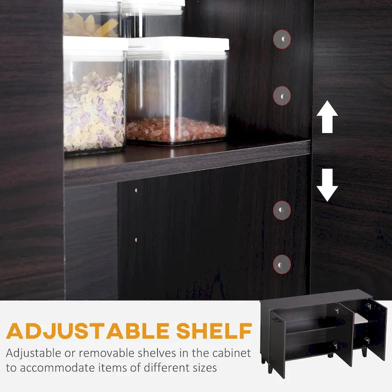Meuble de rangement de cuisine HOMCOM, buffet avec étagère réglable, bar à café pour salon, salle à manger