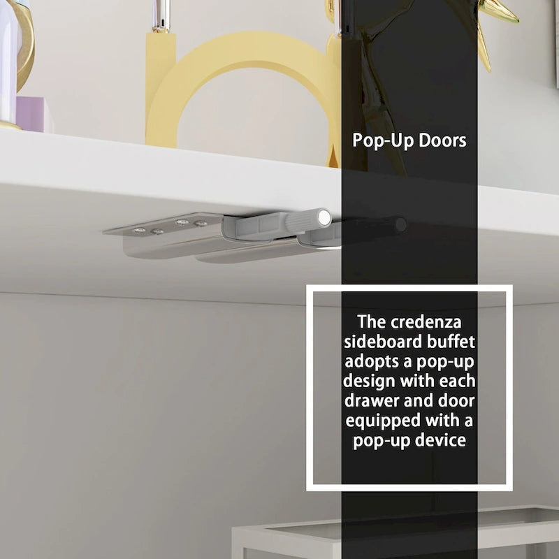 Buffet Armoire de rangement avec 4 portes escamotables, laqué
