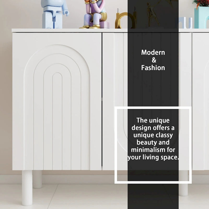 Buffet Armoire de rangement avec 4 portes escamotables, laqué