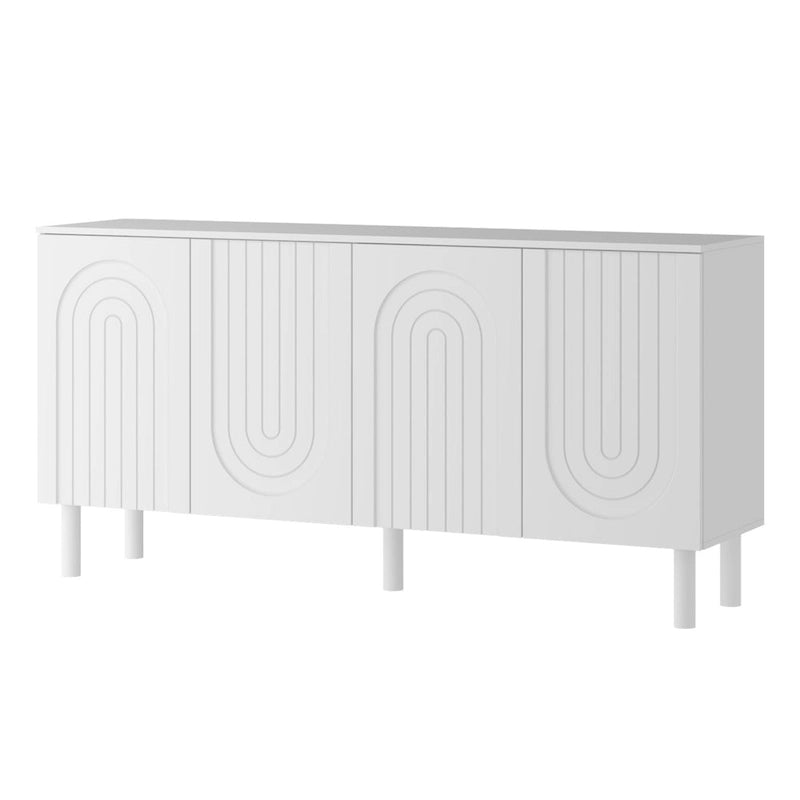 Buffet Armoire de rangement avec 4 portes escamotables, laqué