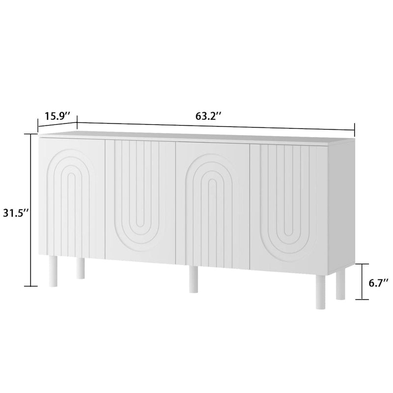 Buffet Armoire de rangement avec 4 portes escamotables, laqué