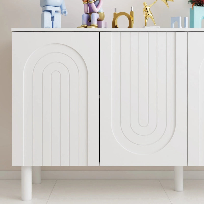 Buffet Armoire de rangement avec 4 portes escamotables, laqué