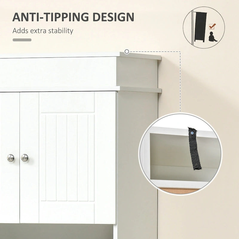 HOMCOM Buffet de cuisine 72" avec huche, Armoire de garde-manger autoportante avec tiroir utilitaire, 2 armoires à portes et comptoir, Marron