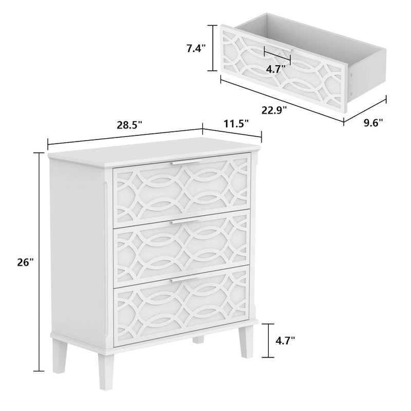 Commode miroir laquée avec 26 tiroirs, blanc/doré