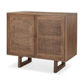 Meuble d'appoint Grier en bois massif brun moyen avec portes en rotin