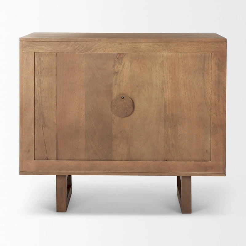 Meuble d'appoint Grier en bois massif brun moyen avec portes en rotin