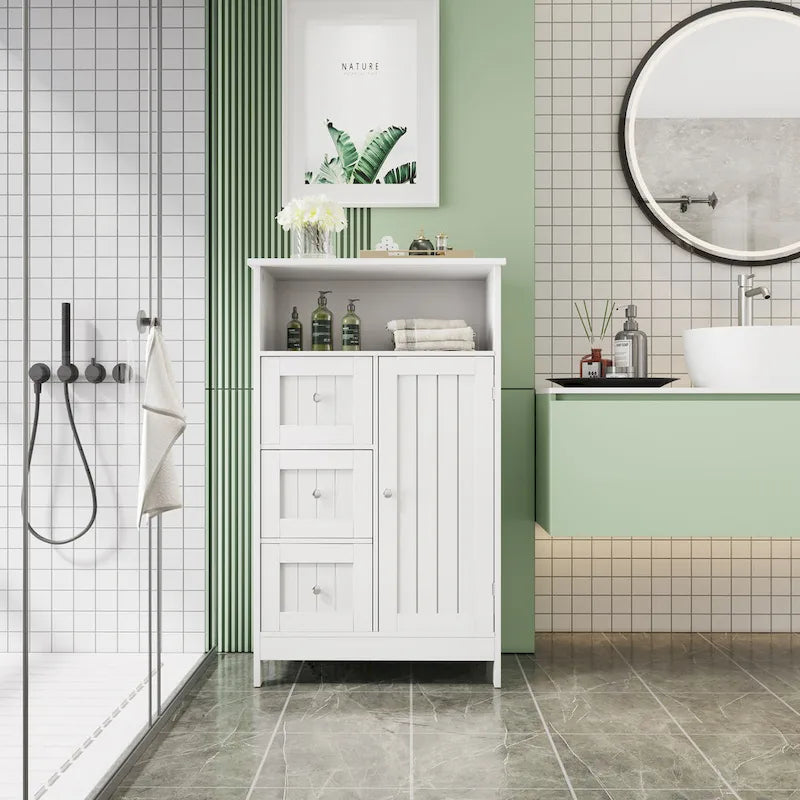 Meuble de rangement haut de salle de bain avec 3 tiroirs - N/A