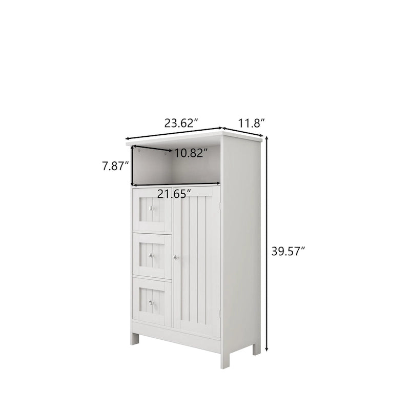 Meuble de rangement haut de salle de bain avec 3 tiroirs - N/A