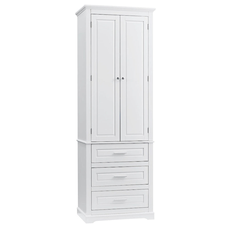 Armoire haute de rangement blanche à trois tiroirs