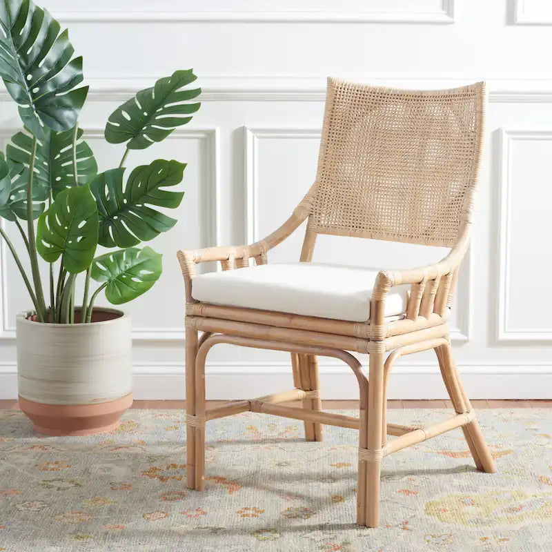 Chaise de jardin en rotin avec coussin 22 L x 24 P x 37 H 22L x 24P x 37H