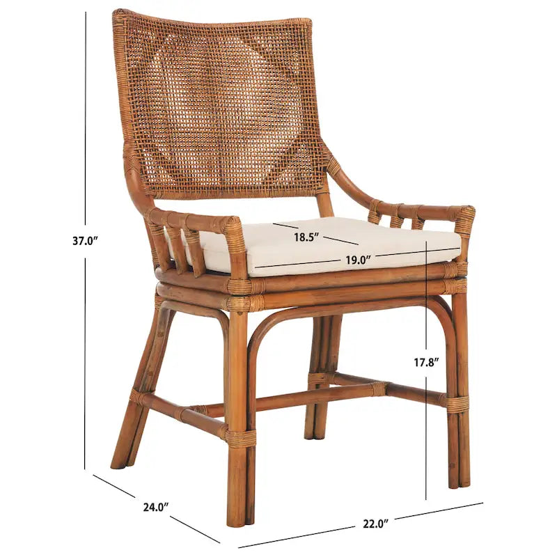Chaise de jardin en rotin avec coussin 22 L x 24 P x 37 H 22L x 24P x 37H