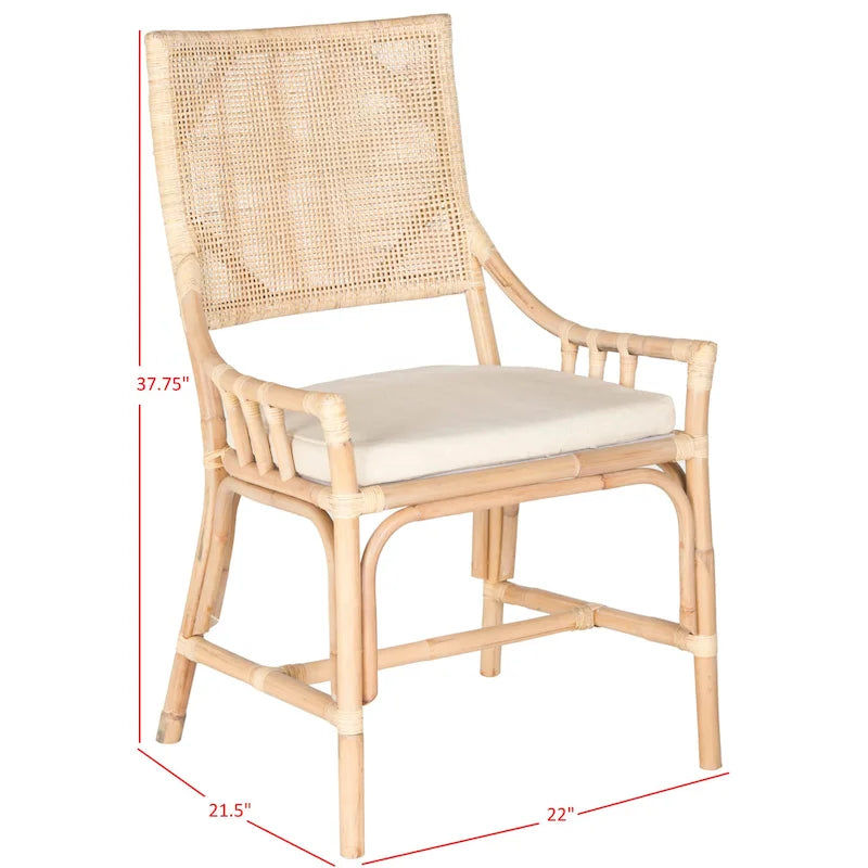 Chaise de jardin en rotin avec coussin 22 L x 24 P x 37 H 22L x 24P x 37H
