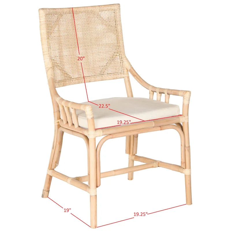 Chaise de jardin en rotin avec coussin 22 L x 24 P x 37 H 22L x 24P x 37H