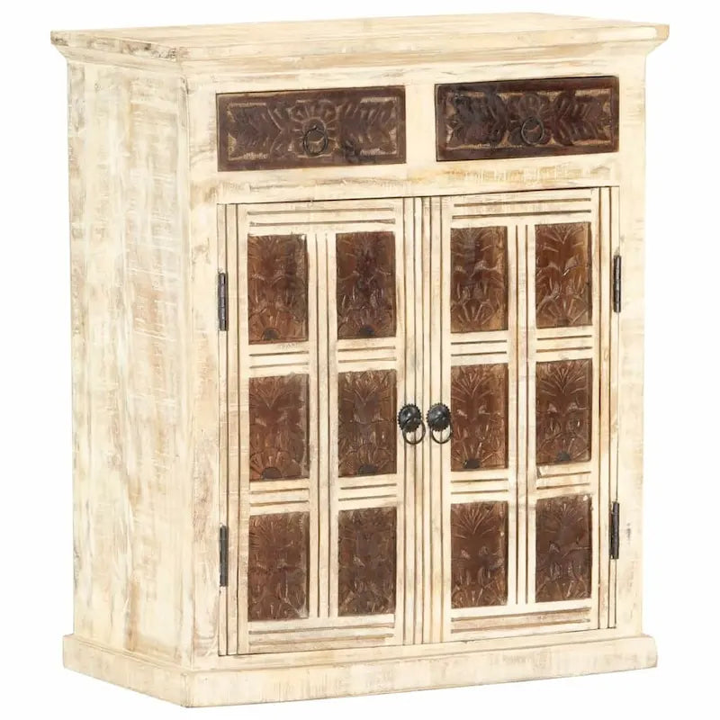 vidaXL Buffet Blanc 65x30x75 cm Bois de manguier massif