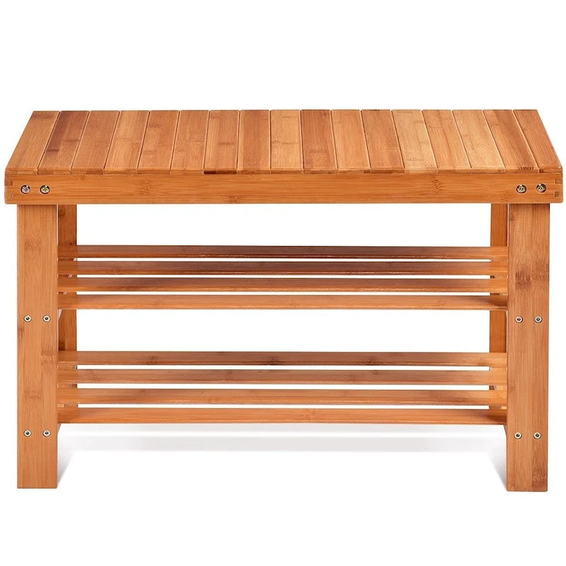 Banc de rangement à chaussures à 3 niveaux en bambou - 27,5 x 11 x 17,5 (L x l x H)