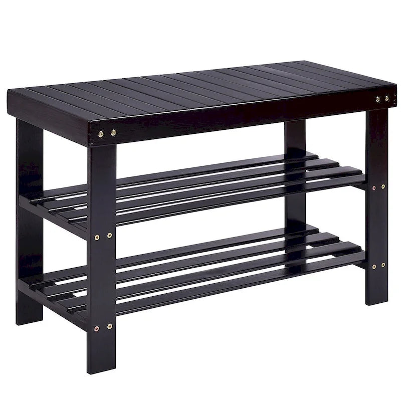 Banc de rangement à chaussures à 3 niveaux en bambou - 27,5 x 11 x 17,5 (L x l x H)