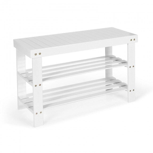 Banc de rangement à chaussures à 3 niveaux en bambou - 27,5 x 11 x 17,5 (L x l x H)