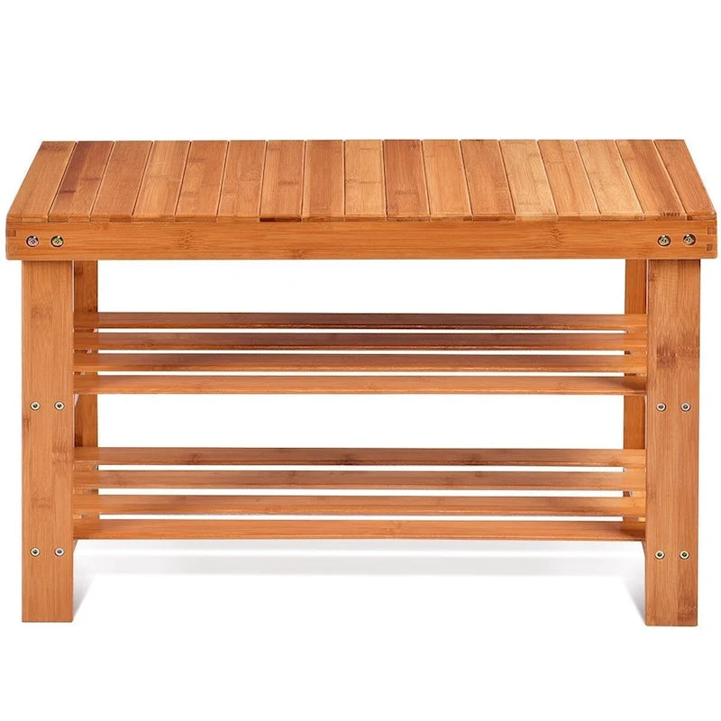 Banc de rangement à chaussures à 3 niveaux en bambou - 27,5 x 11 x 17,5 (L x l x H)