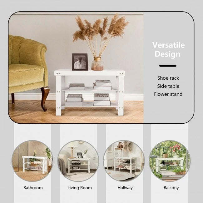 Banc de rangement à chaussures à 3 niveaux en bambou - 27,5 x 11 x 17,5 (L x l x H)