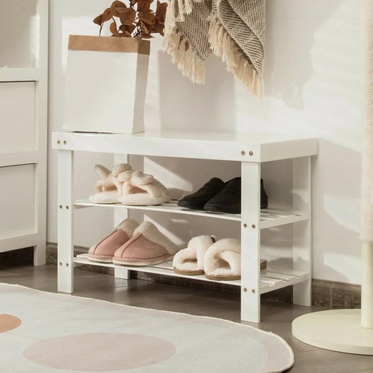 Banc de rangement à chaussures à 3 niveaux en bambou - 27,5 x 11 x 17,5 (L x l x H)