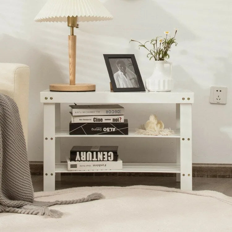 Banc de rangement à chaussures à 3 niveaux en bambou - 27,5 x 11 x 17,5 (L x l x H)