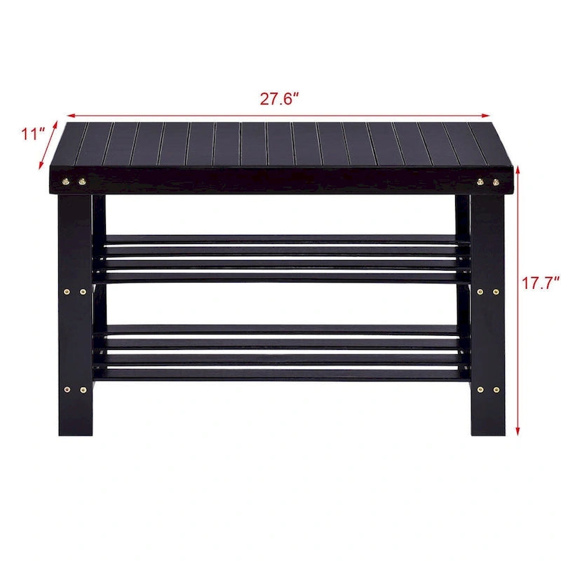 Banc de rangement à chaussures à 3 niveaux en bambou - 27,5 x 11 x 17,5 (L x l x H)