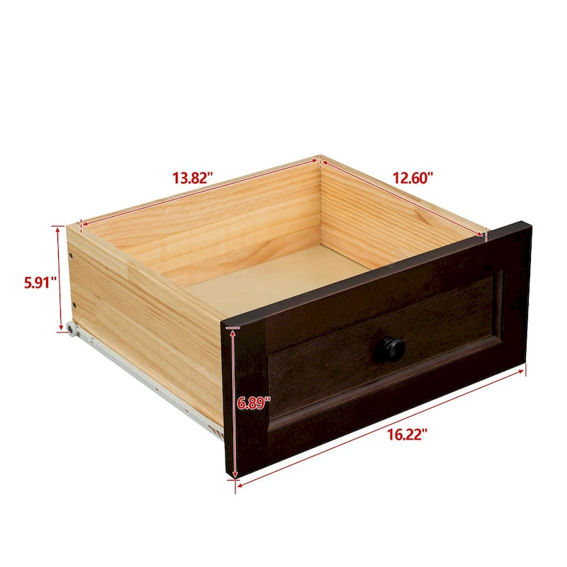 Meuble d'appoint moderne de 109 cm en bois massif avec 6 tiroirs et poignées rondes rétro