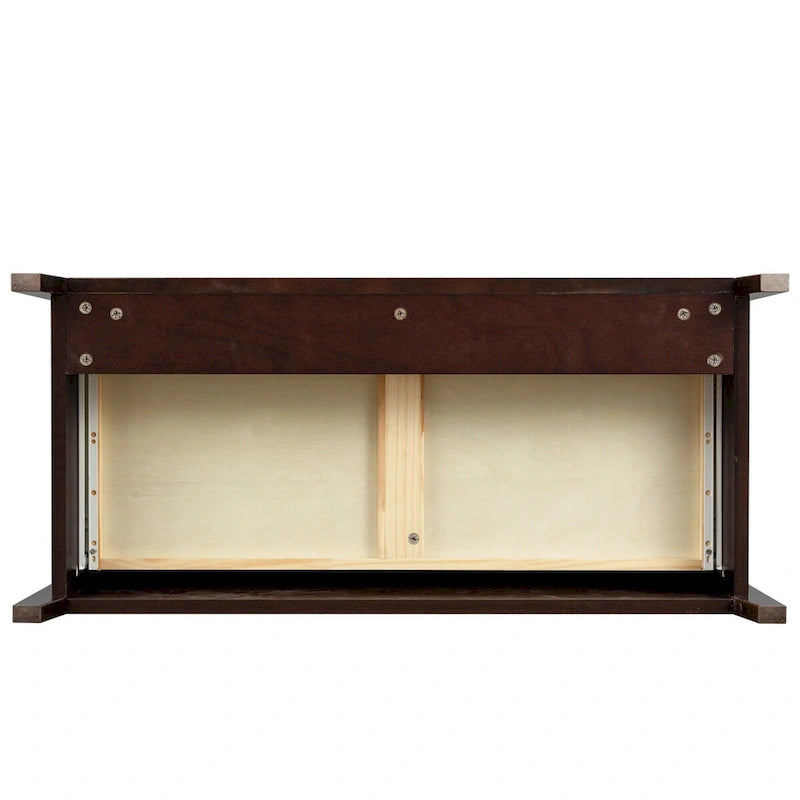 Meuble d'appoint moderne de 109 cm en bois massif avec 6 tiroirs et poignées rondes rétro