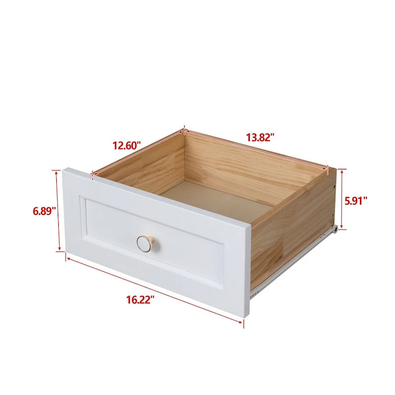 Meuble d'appoint moderne de 109 cm en bois massif avec 6 tiroirs et poignées rondes rétro
