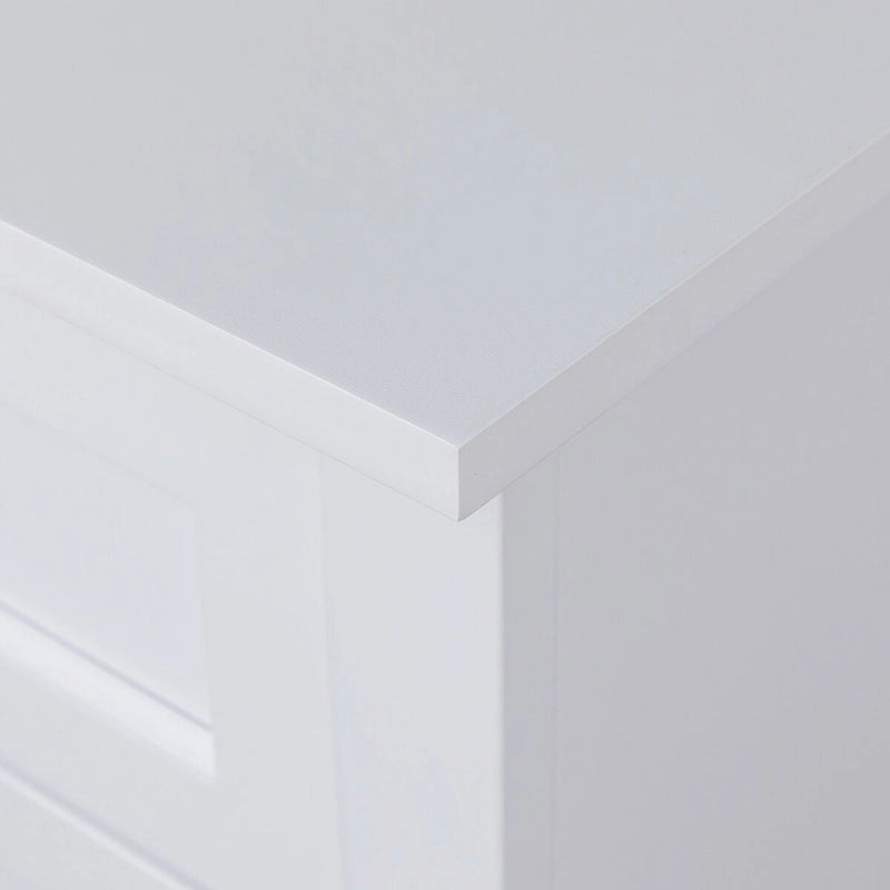 Meuble d'appoint moderne de 109 cm en bois massif avec 6 tiroirs et poignées rondes rétro