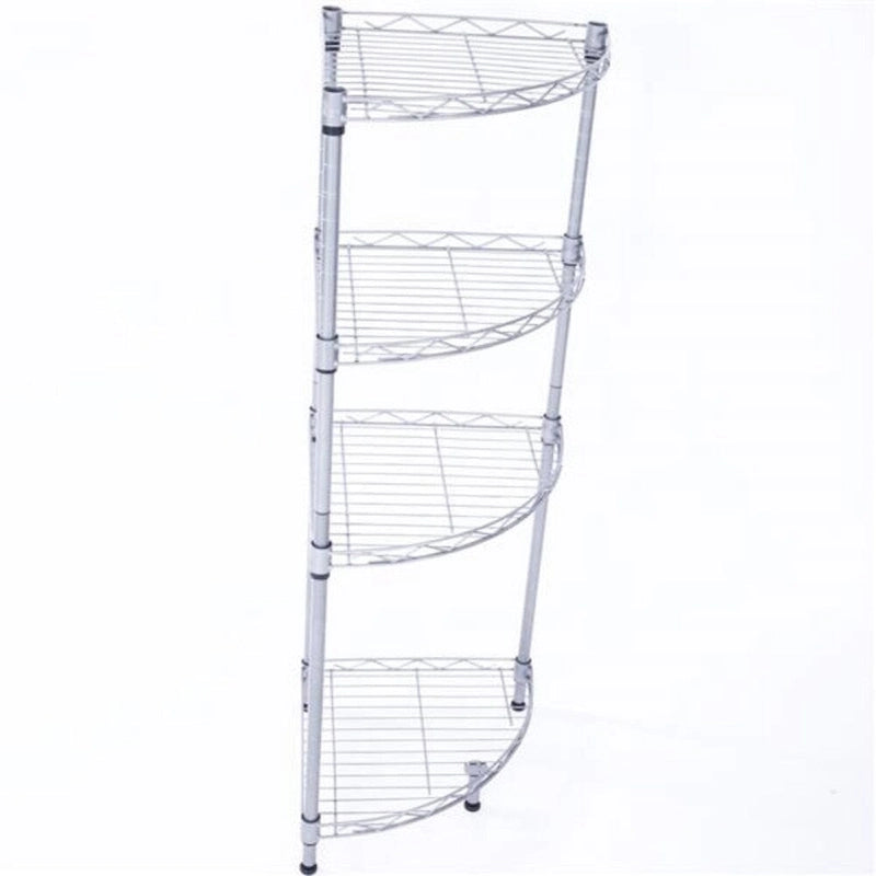 Étagère de rangement 4 niveaux en acier au carbone, en forme d'éventail, gris argenté - 30 x 30 x 90 cm