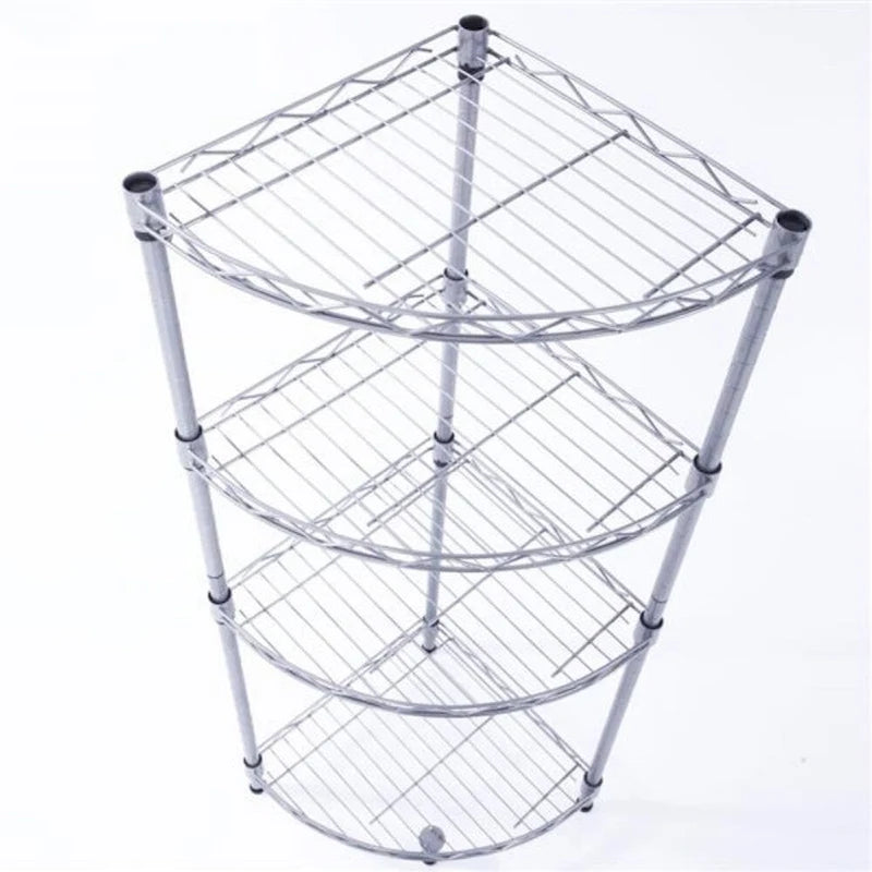 Étagère de rangement 4 niveaux en acier au carbone, en forme d'éventail, gris argenté - 30 x 30 x 90 cm