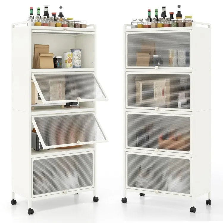 Étagère de cuisine à 5 niveaux avec portes en PC relevables - 23,5 x 12,5 x 60,5 (L x l x H)